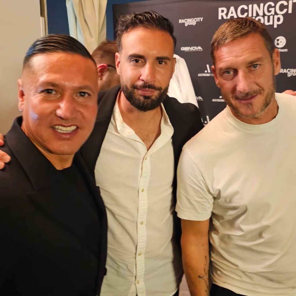 Ruben Corona and Peter Khalife with Francesco Totti